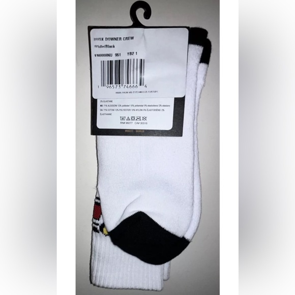 Vans Dusk Downer Crew Socks 1 Pair Men 9.5-13 White w 66 Logo Skate Off The Wall - Picture 3 of 12